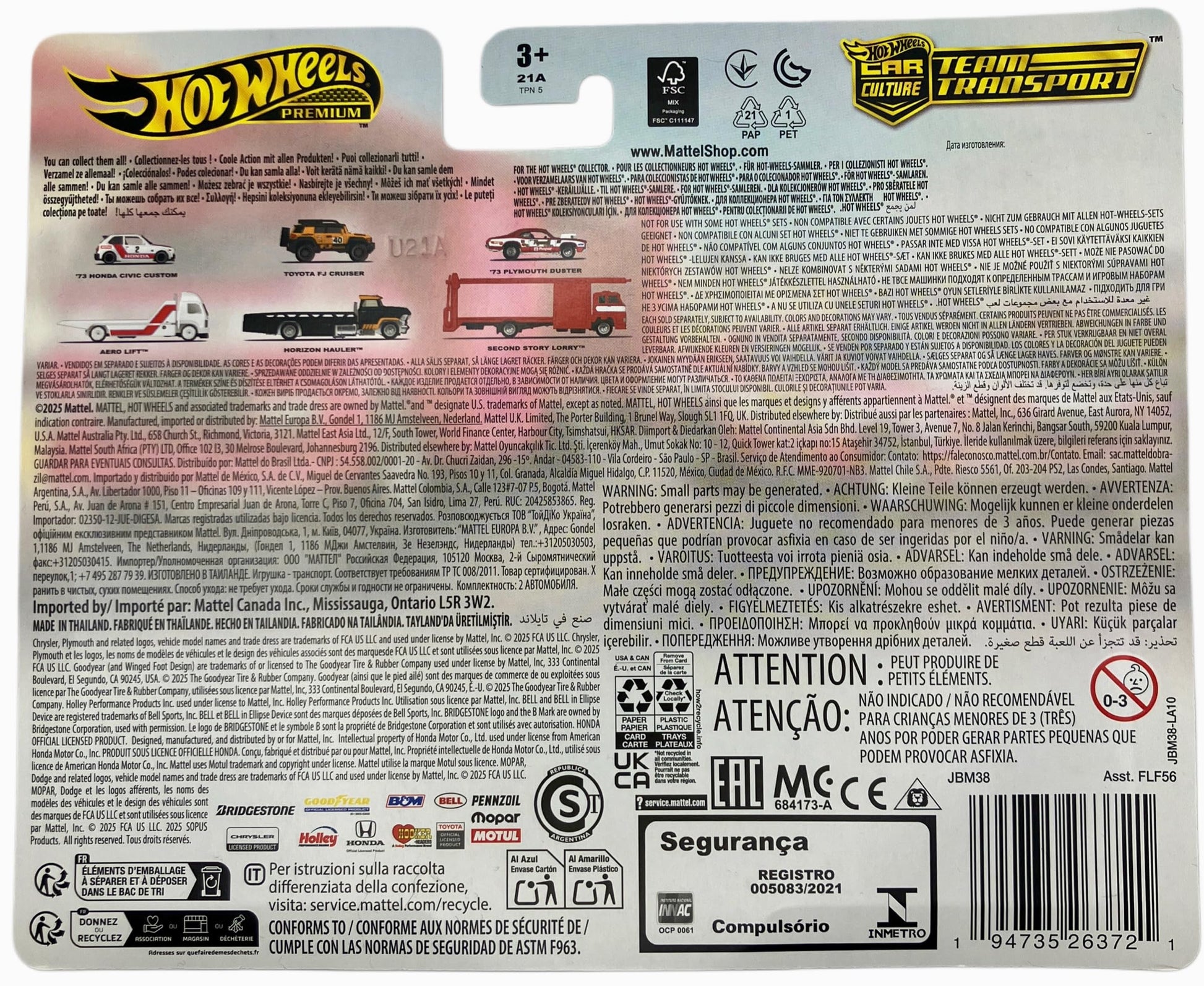 Hot Wheels Team Transport '73 Plymouth Duster Second Story Lorry #82, 1:64 Scale Model