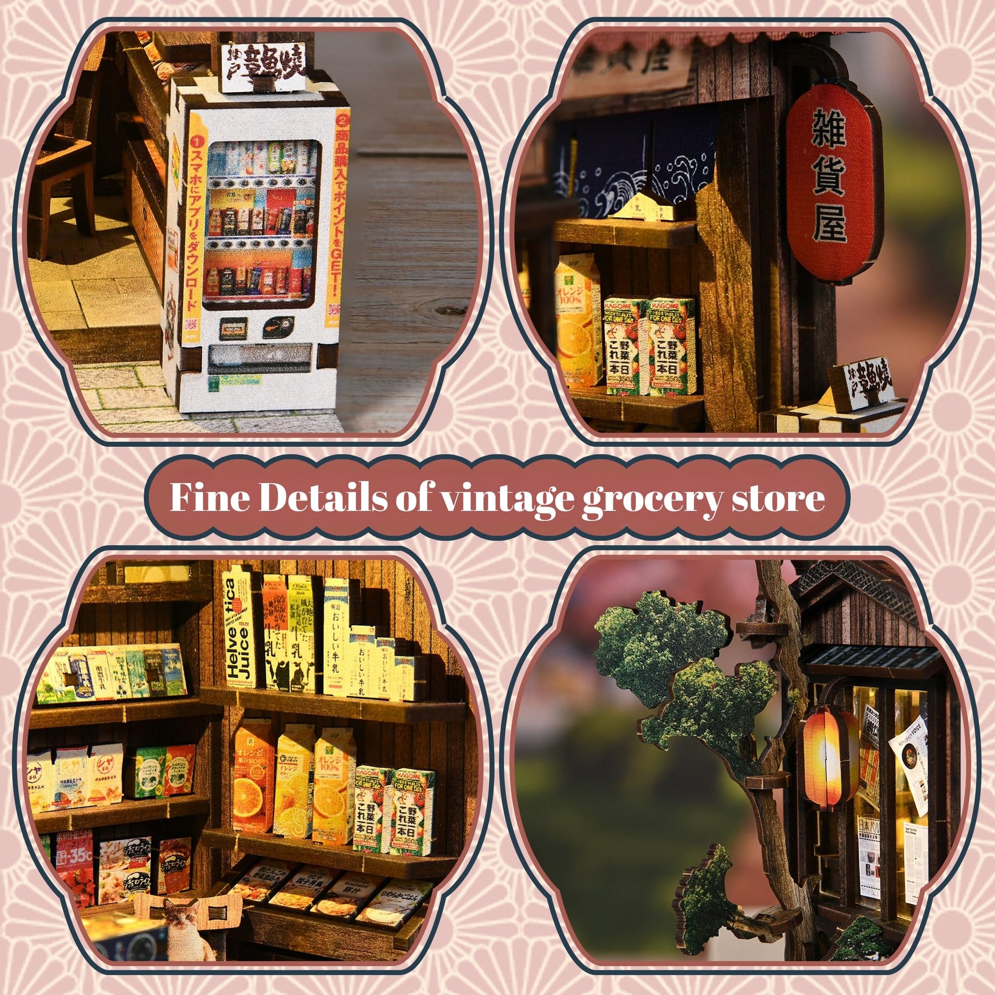 DIY Book Nook, Miniature House Kit with LED Lights (Kasuga Grocery Store)