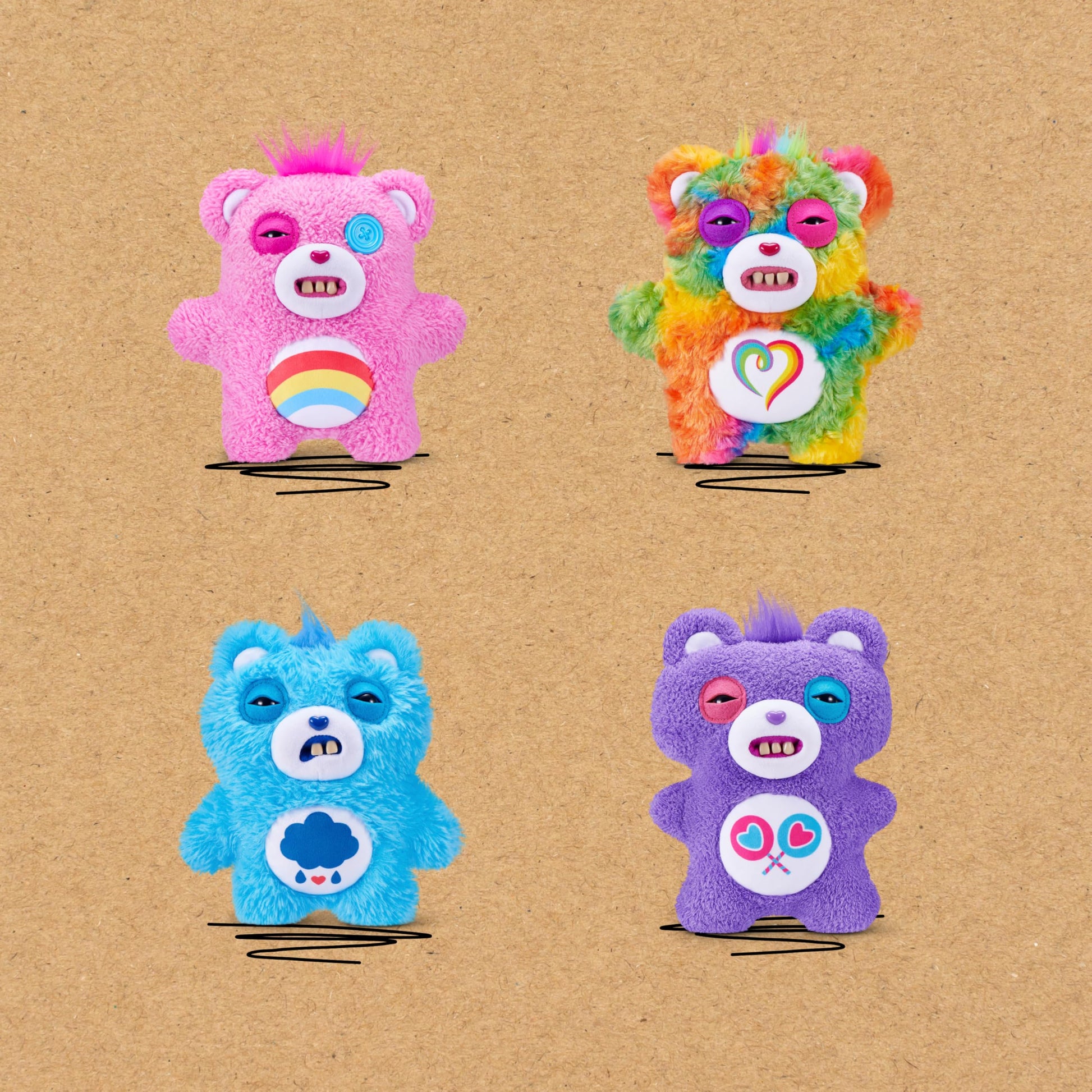 Fuggler Care Bears 9-Inch Plush Toy (Grumpy Bear) by ZURU - Funny Ugly Monster Stuffed Animal with Human-Like Teeth, Collectible Plush for Kids