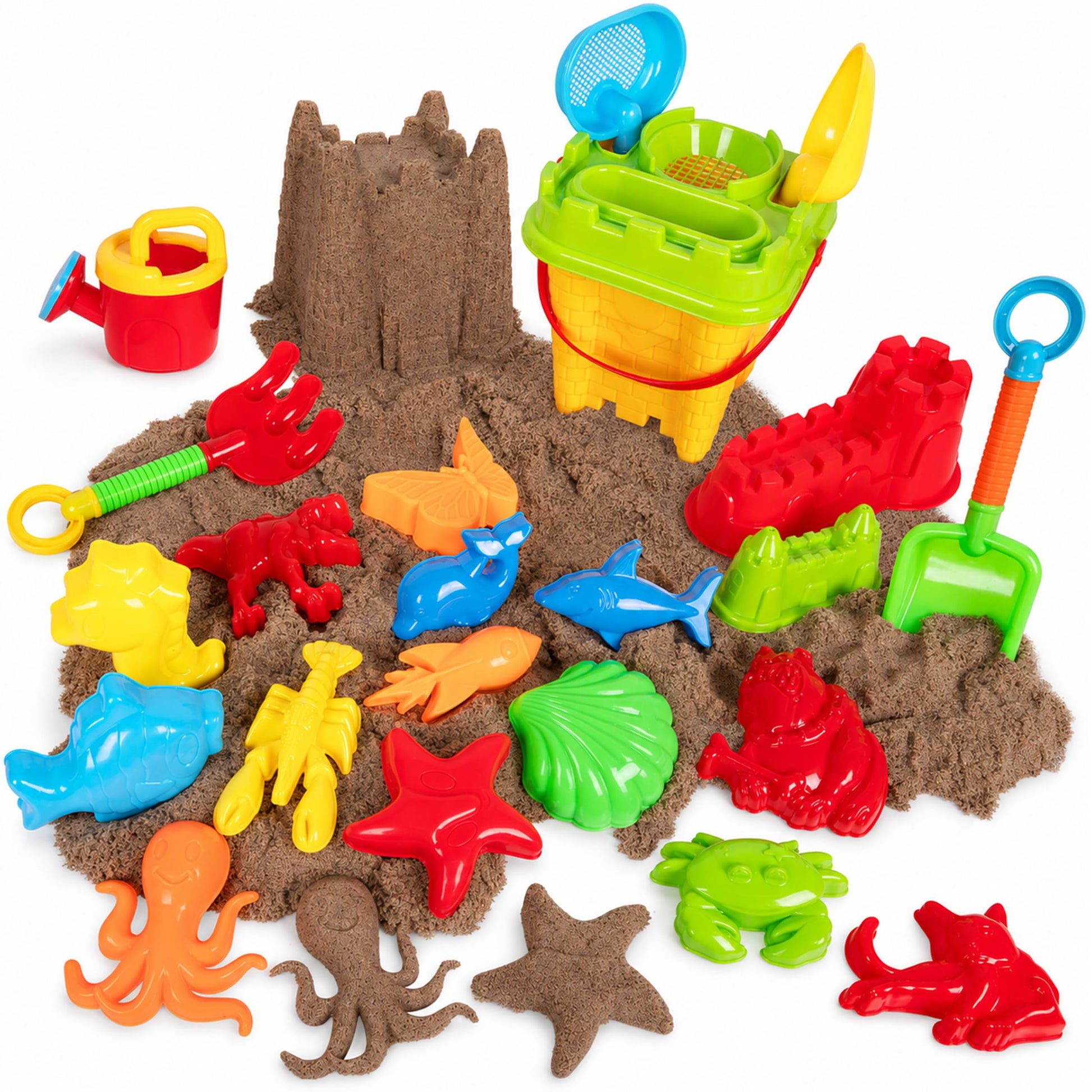 23 PCS Silicone Beach Sand Toys Including Sand Bucket, Pail, Shovel & Molds
