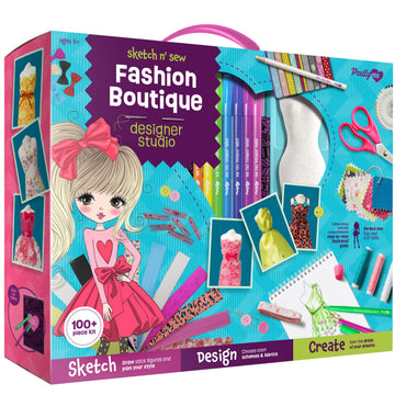 Pretty Me Fashion Design Studio - Sewing Kit for Kids - Designer Dress Girls Arts Crafts Kits Ages 8, 9, 10, 11, 12 Age - Sketch, Sew, Style - Kid Art