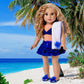 Bikini Mini - 4 Piece Bikini Outfit - Skirt, Bikini Top, Matching Flip Flops and Beach Blanket - Clothes Fits 18 Inch Doll (Doll Not Included)