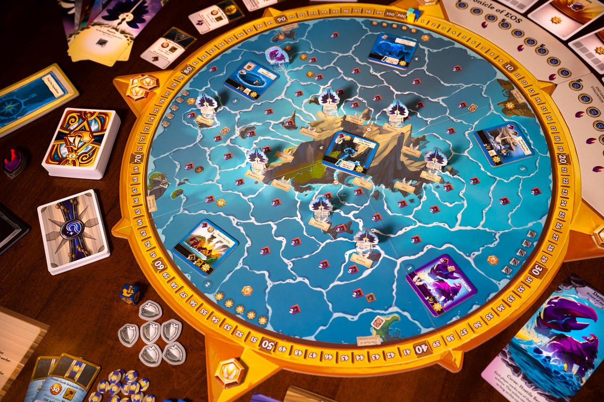 Grey Fox Games: Eos: Island of Angels - Strategy Board Game, Asymmetric Engine Building, Angels Vs Demons, Sailing, Ages 14+, 2-5 Players, 90 Min