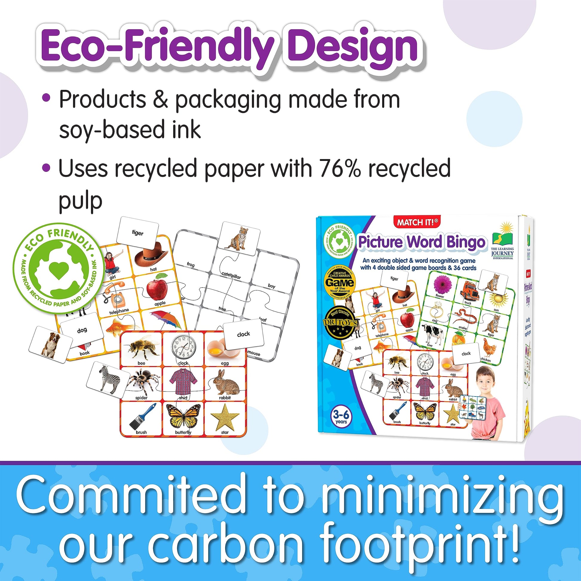 The Learning Journey: Match It! Bingo - Picture Word - Reading Game for Preschool and Kindergarten 36 Picture Word Cards, 9.5" H x 8" W x 0.1" D