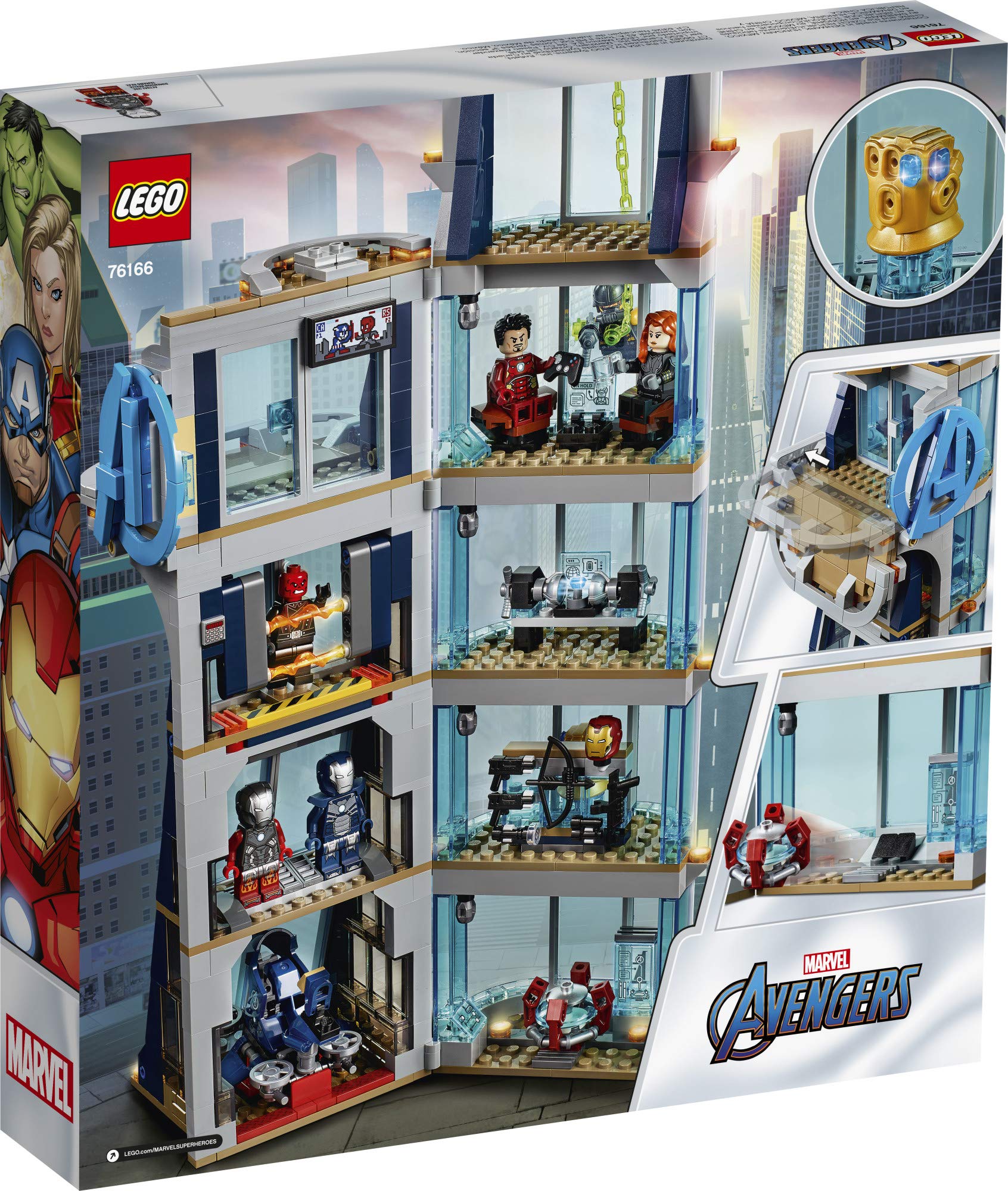 LEGO Marvel Avengers: Avengers Tower Battle 76166 Collectible Building Toy with Action Scenes and Superhero Minifigures; Cool Holiday or Birthday Gift