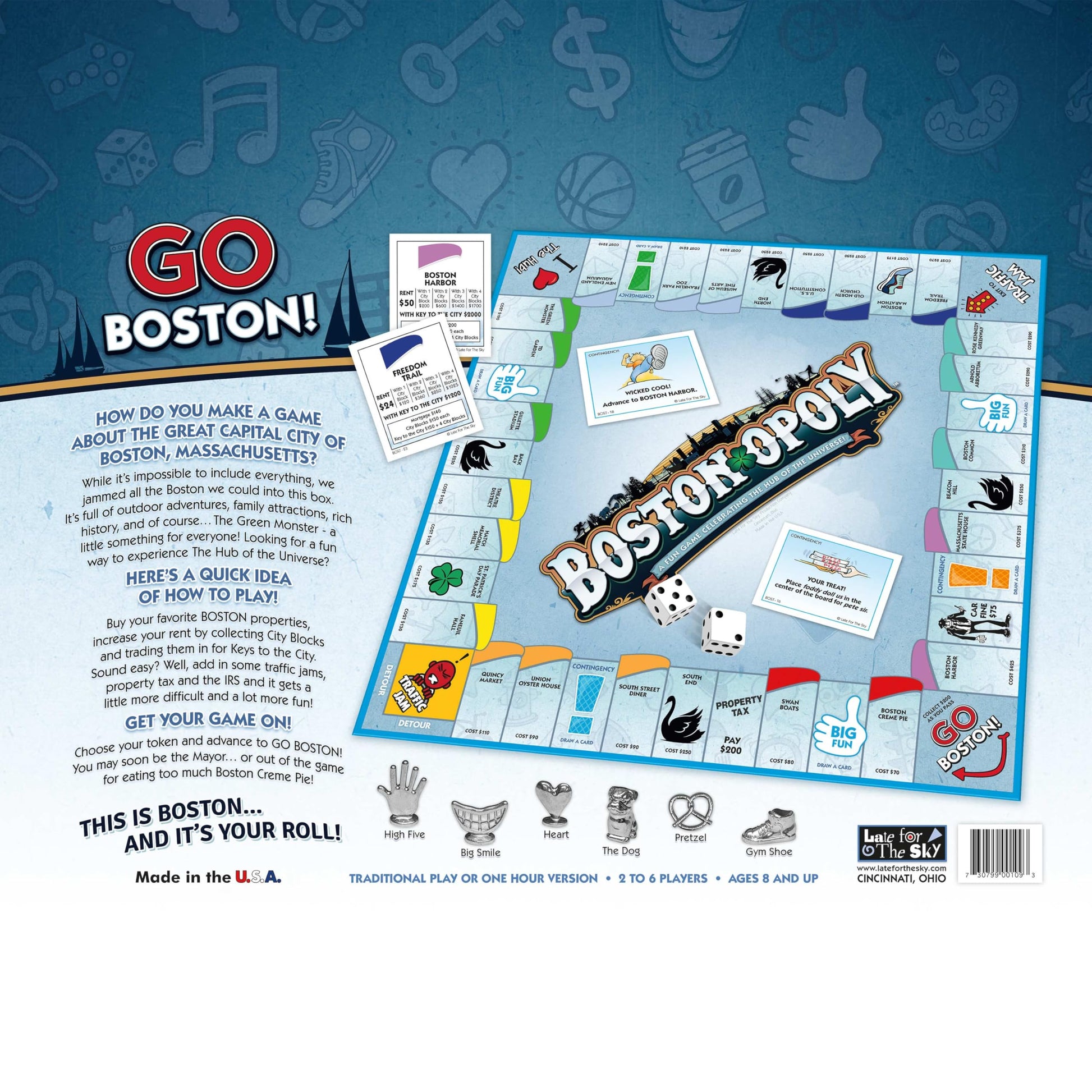 Late for the Sky Boston-Opoly Boston Board Game - Property Trading City Edition for Families & Adults, 2-6 Players, Opoly-Style Strategy with City