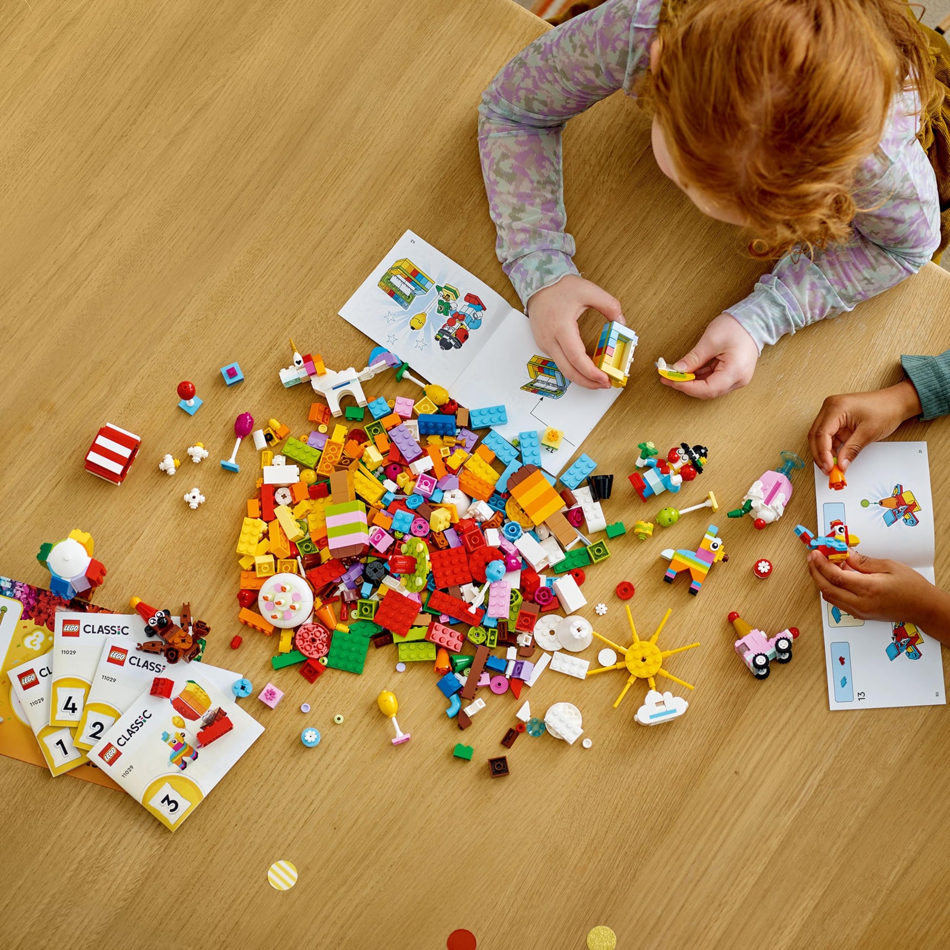 LEGO Classic Creative Party Box Bricks Set 11029, Family Games to Play Together, Includes 12 Mini-Build Toys: Teddy Bear, Clown, Unicorn, Fun for All