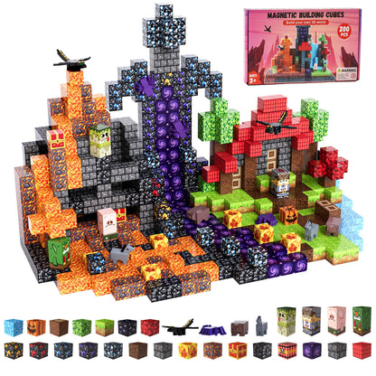 Fitrobust 200PCS Magnetic Blocks, Magnetic Building Blocks, 0.78in Magnetic Building Cubes, STEM Game Stacking Toys for Kids, Birthday Gifts for Boys