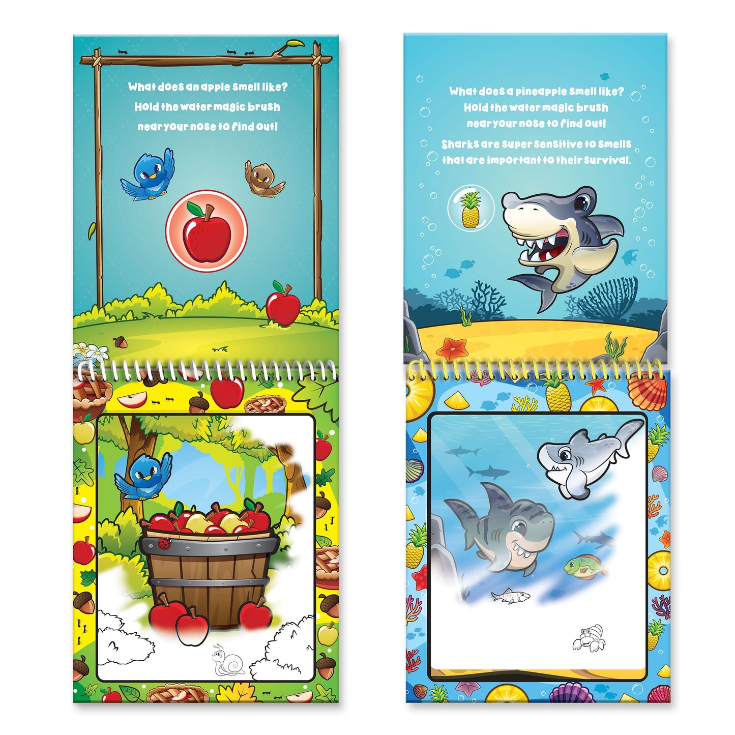 Scentco Water Magic - Patented Gourmet Scented Reusable Water Reveal Activity Books - No Mess, All Fun (Forest Friends and Ocean Friends)