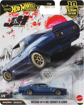Hot Wheels Car Culture Premium 1:64 Scale Die-Cast Nissan Skyline 2000GT-R LBWK, Real Riders Tires & Metal/Metal Body & Chassis, Japan Historics 5