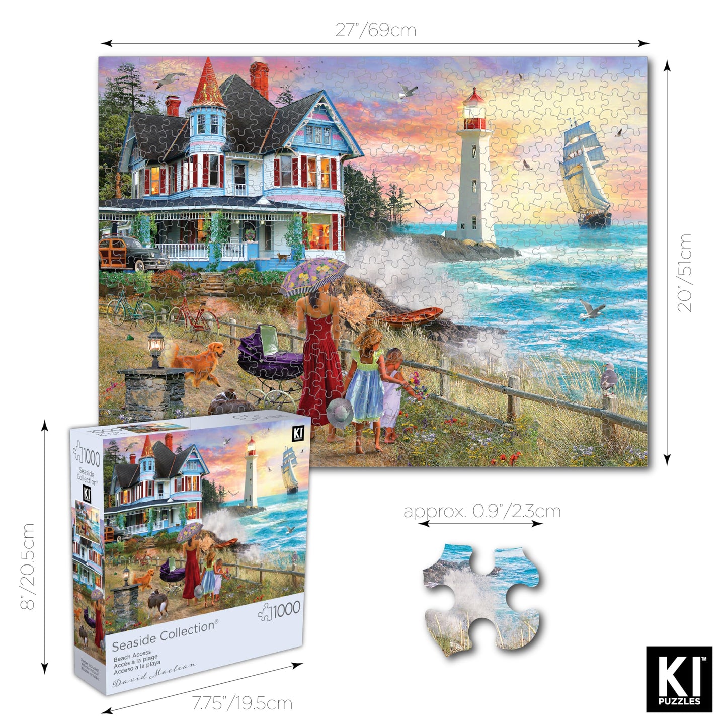 1000 Piece Puzzle for Adults David Maclean Picking Wildflowers Lighthouse Colorful Jigsaw 27x20