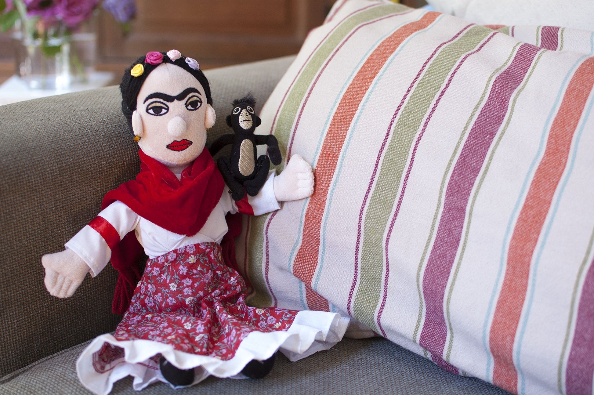The Unemployed Philosophers Guild Frida Kahlo Doll - 12" Soft Stuffed Plush Little Thinker