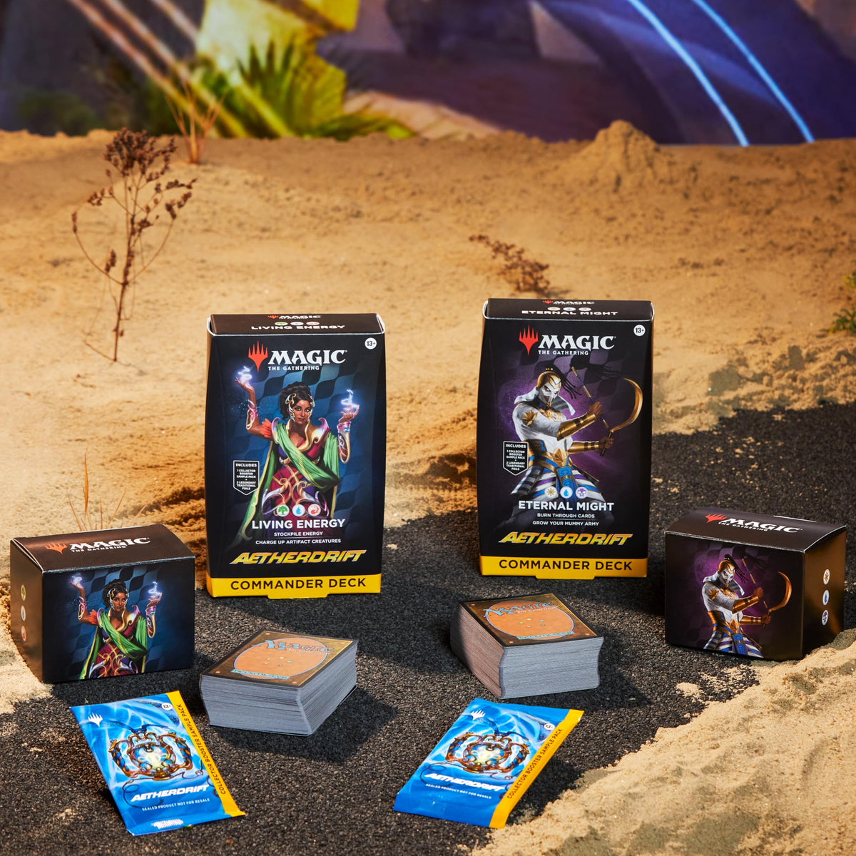 Magic: The Gathering Aetherdrift Commander Deck Bundle - 2 of Each Deck (2 Living Energy + 2 Eternal Might)