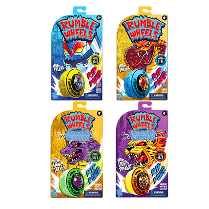 Cepia LLC Rumble Wheels Rip Cord Racing Combo 4-Pack - Battle Launch Power with Light-Up Spinning Wheels, Pull String Ripcord Racers, High-Speed Boys