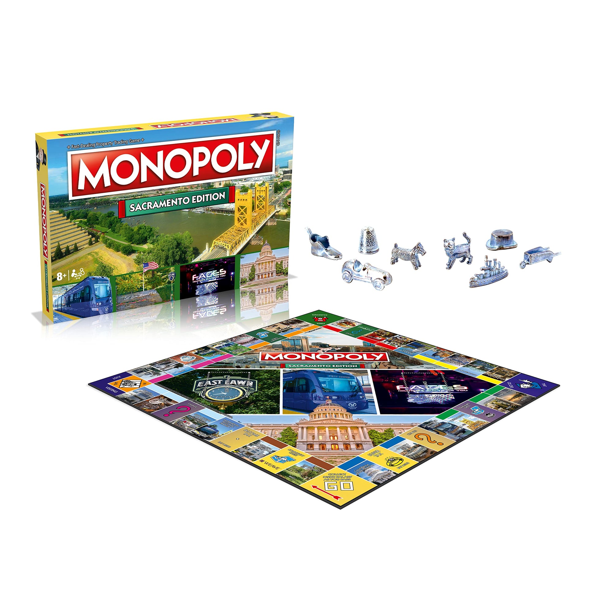 Monopoly Board Game Sacramento Edition: 2-6 Players Family Board Games for Kids and Adults, Board Games for Kids 8 and up, for Kids and Adults, Ideal