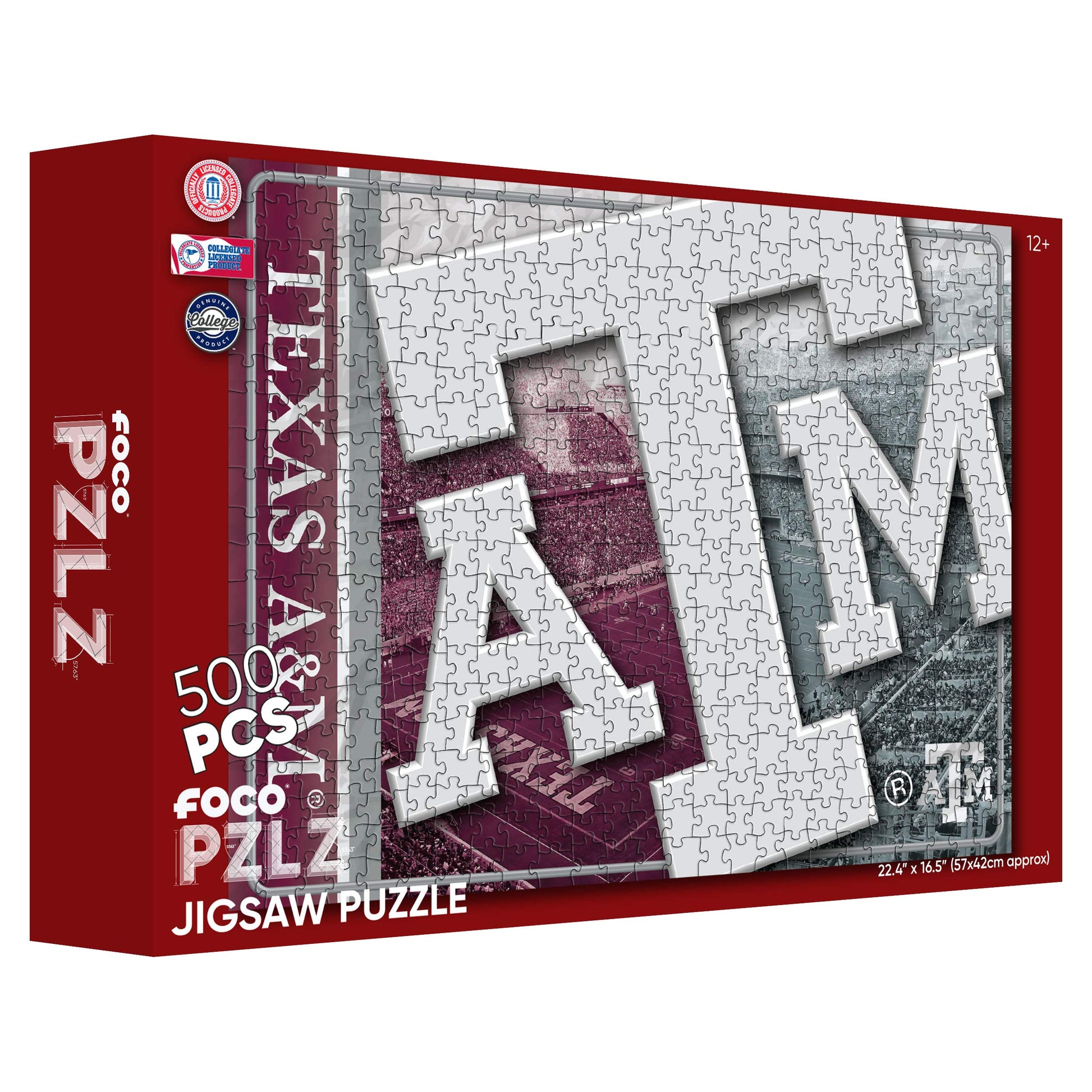 FOCO NCAA Texas A&M Aggies NCAA Big Logo 500 Piece Jigsaw PZLZ