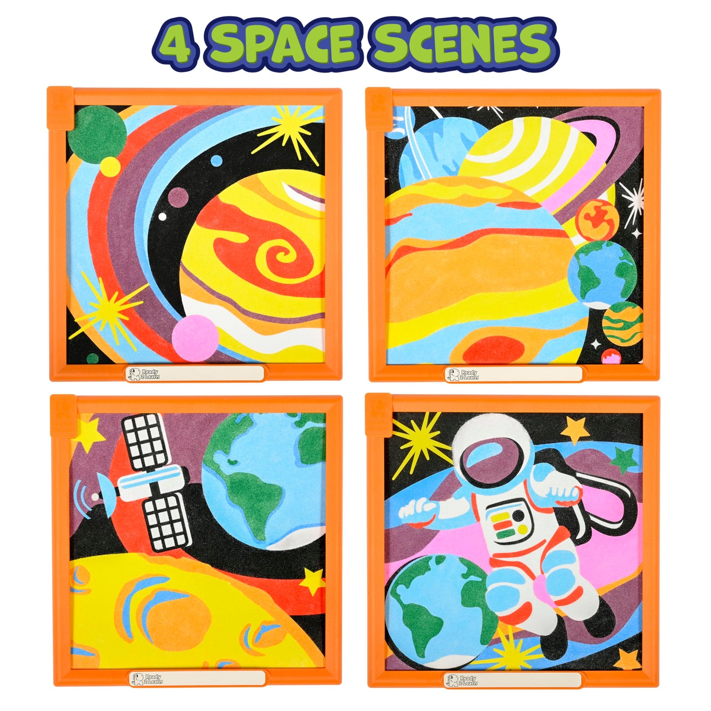 READY 2 LEARN Sand Art Painting | Space | 4 Outer Space Sand Art Pictures | 10 Colors | Sand Art Kits for Kids Ages 4-8
