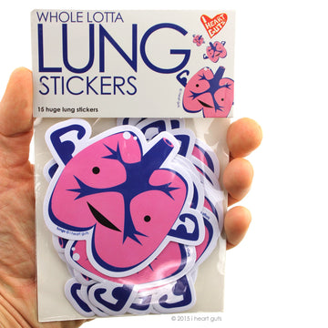 I Heart Guts Whole Lotta Lung Stickers - 15 Lung Stickers - Vinyl Sticker Pack