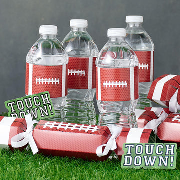 Big Dot of Happiness End Zone - Football - Baby Shower, Birthday Party Water Bottle Sticker Labels - Set of 20