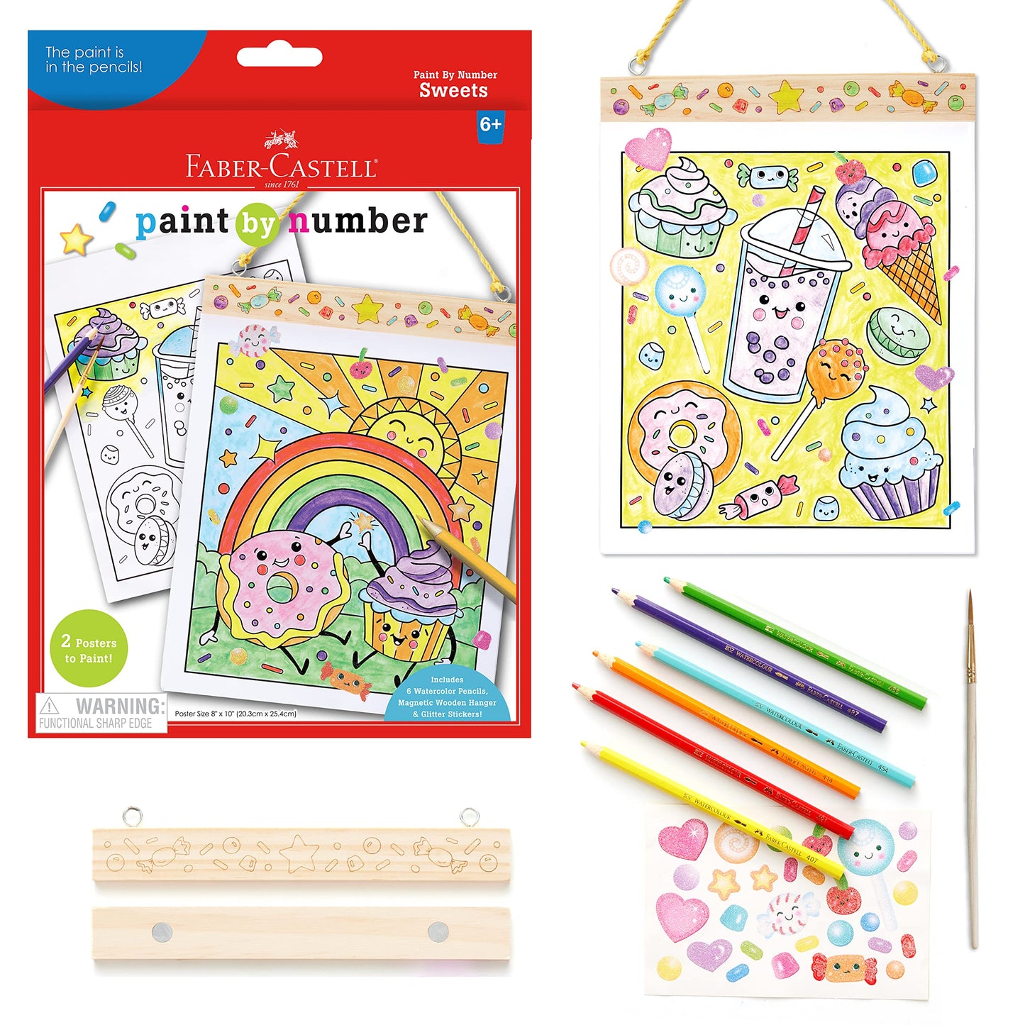Faber-Castell Paint by Number Sweets - Kids Watercolor Paint by Number Craft (Ages 6+)