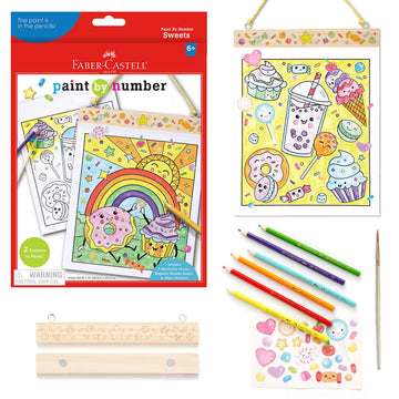 Faber-Castell Paint by Number Sweets - Kids Watercolor Paint by Number Craft (Ages 6+)