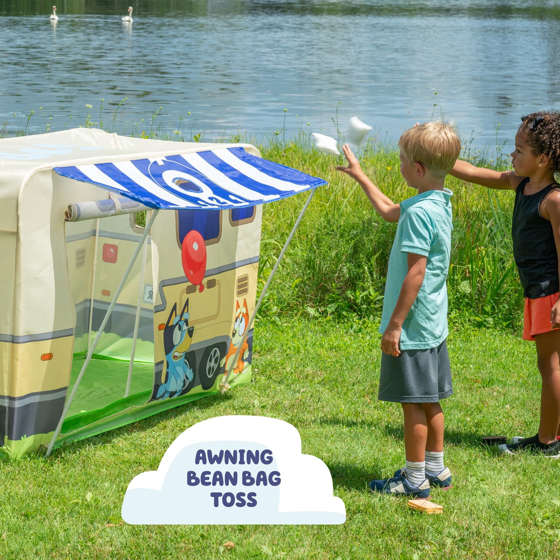 BLUEY Camping Activity Fort | Indoor and Outdoor Play House Toy for Kids | Includes Five Activities a Puppet Theater and Working Light