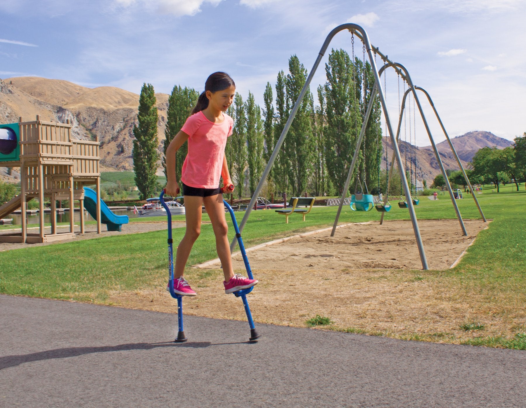 Geospace Adjustable Walkaroo Steel Wee Balance Stilts for Kids - Indoor/Outdoor Play, Exercise, Steel Stilts for Kids- Up to 120 lbs, Height