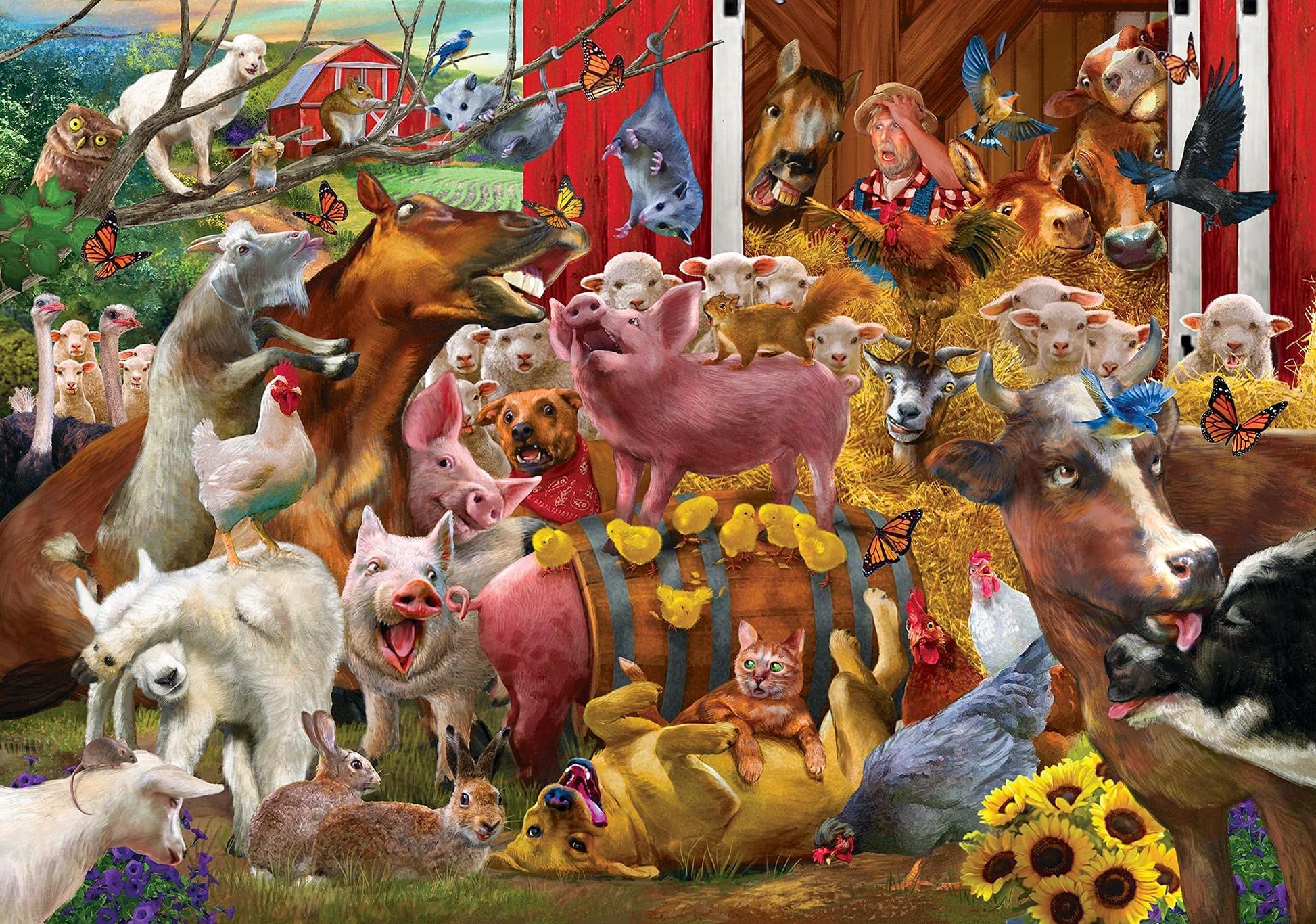 Animal Farm Barnyard 1000 Piece Jigsaw Puzzle for Adults and Kids | Arts and Crafts Project, Interactive Brain Teaser Board, Educational Toys & Games