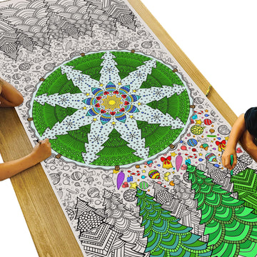 Tiny Expressions - Jumbo Christmas Mandala Coloring Poster - Rolled, No Creases 72" x 30" Coloring Paper for Teens or Adults - Giant Wall Art Craft