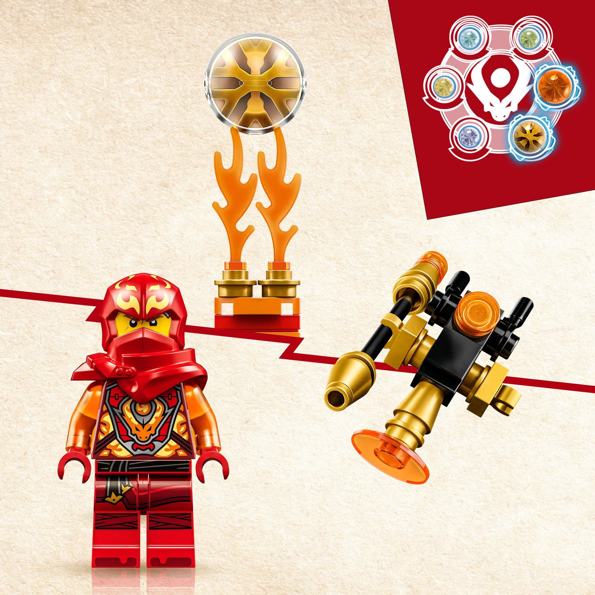 Lego NINJAGO Kai’s Dragon Power Spinjitzu Flip 71777 Red Ninja Toy Building Set with Kai Minifigure; Gift for 6 Year Old Boys, Girls and Ninja Fans