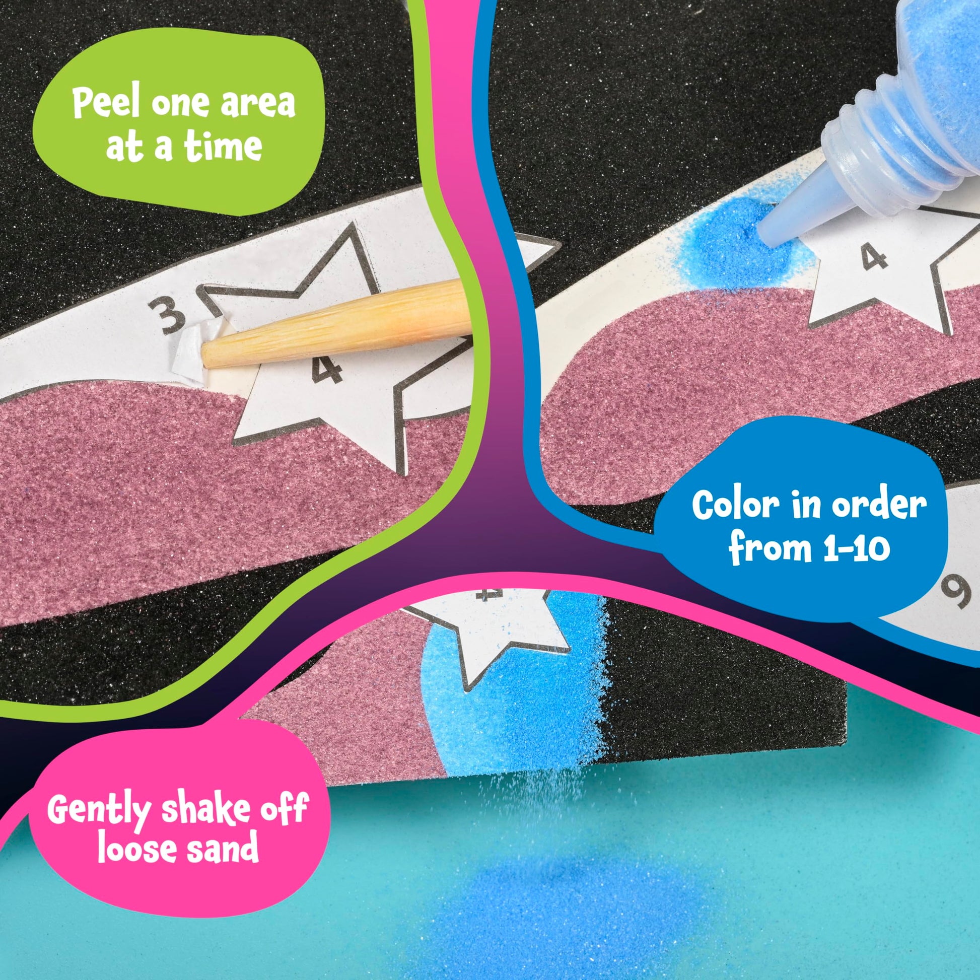 READY 2 LEARN Sand Art Painting | Space | 4 Outer Space Sand Art Pictures | 10 Colors | Sand Art Kits for Kids Ages 4-8