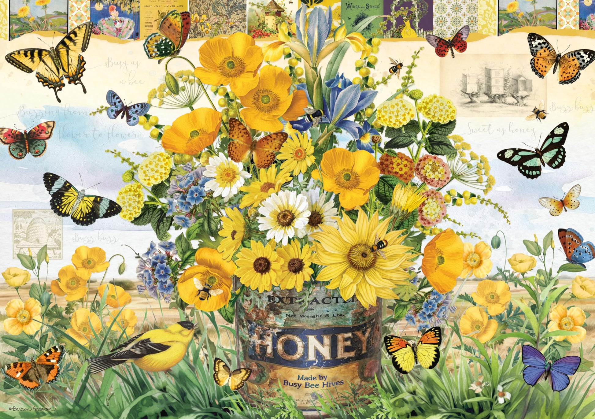Ceaco - Honey Bee Floral - 500 Piece Jigsaw Puzzle for Adults
