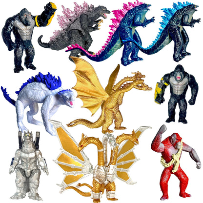 TwCare Set of 10 Godzilla x Kong: The New Empire, Dinosaur Dragon Toys Action Figures, Evolved Basic Exquisite Battle Roar B.E.A.S.T. Glove Shimo