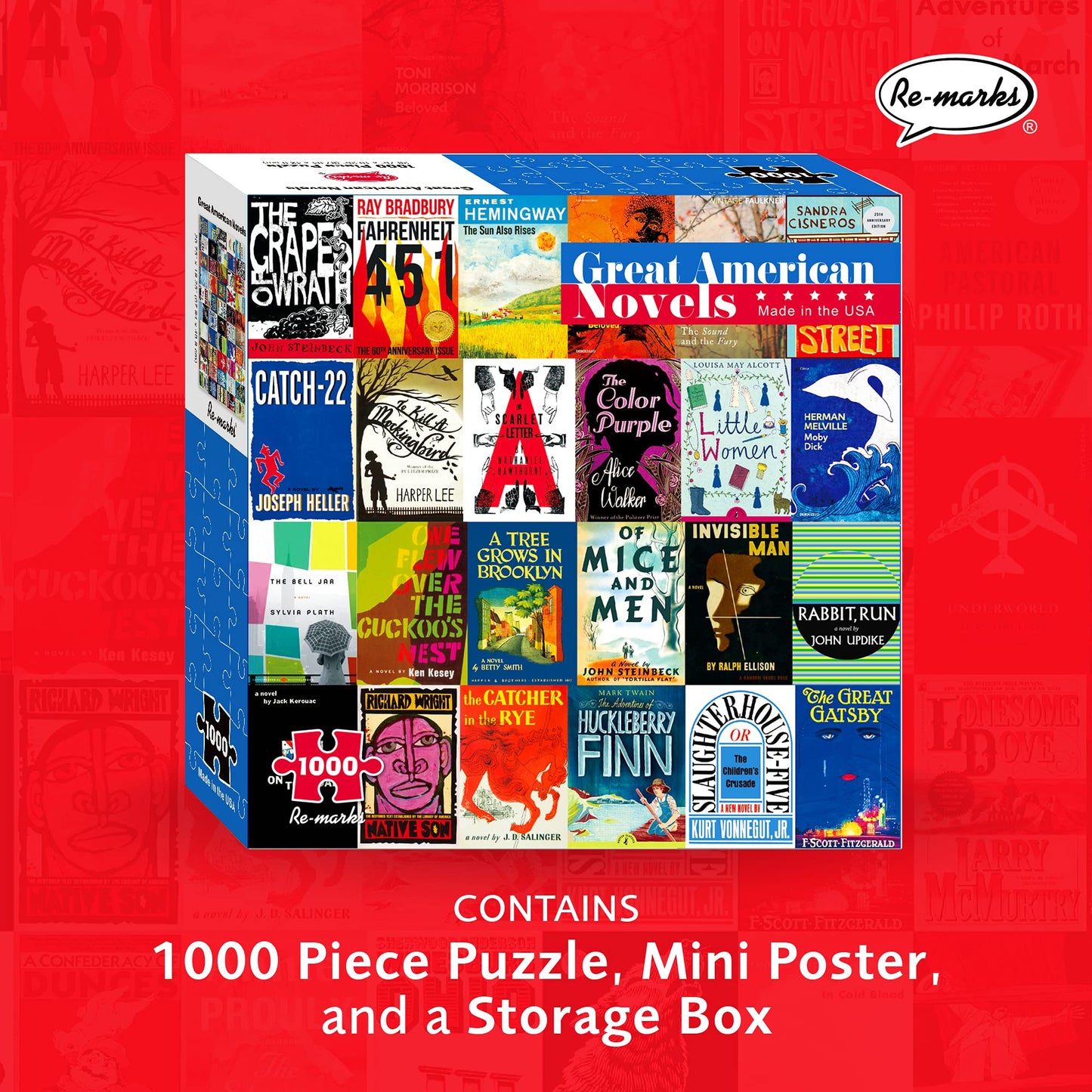 Re-Marks Great American Novels 1000-Piece Puzzle for All Ages, Family Jigsaw Puzzle