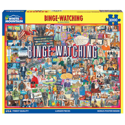 White Mountain 1000 Piece Jigsaw Puzzle TV Shows Pop, Binge Watching
