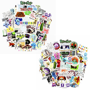 Conquest Journals Rick and Morty Sticker Bundle, 100 Unique Stickers, Officially Licensed, Waterproof, UV and Scratch Resistant