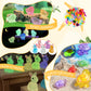 Uignstr 120PCS Luminous Mini Resin Animals Glow in Dark Variety Pack, with Storage Box & 200 Nano Dots, Fairy Garden Micro Landscape Dollhouse Pool