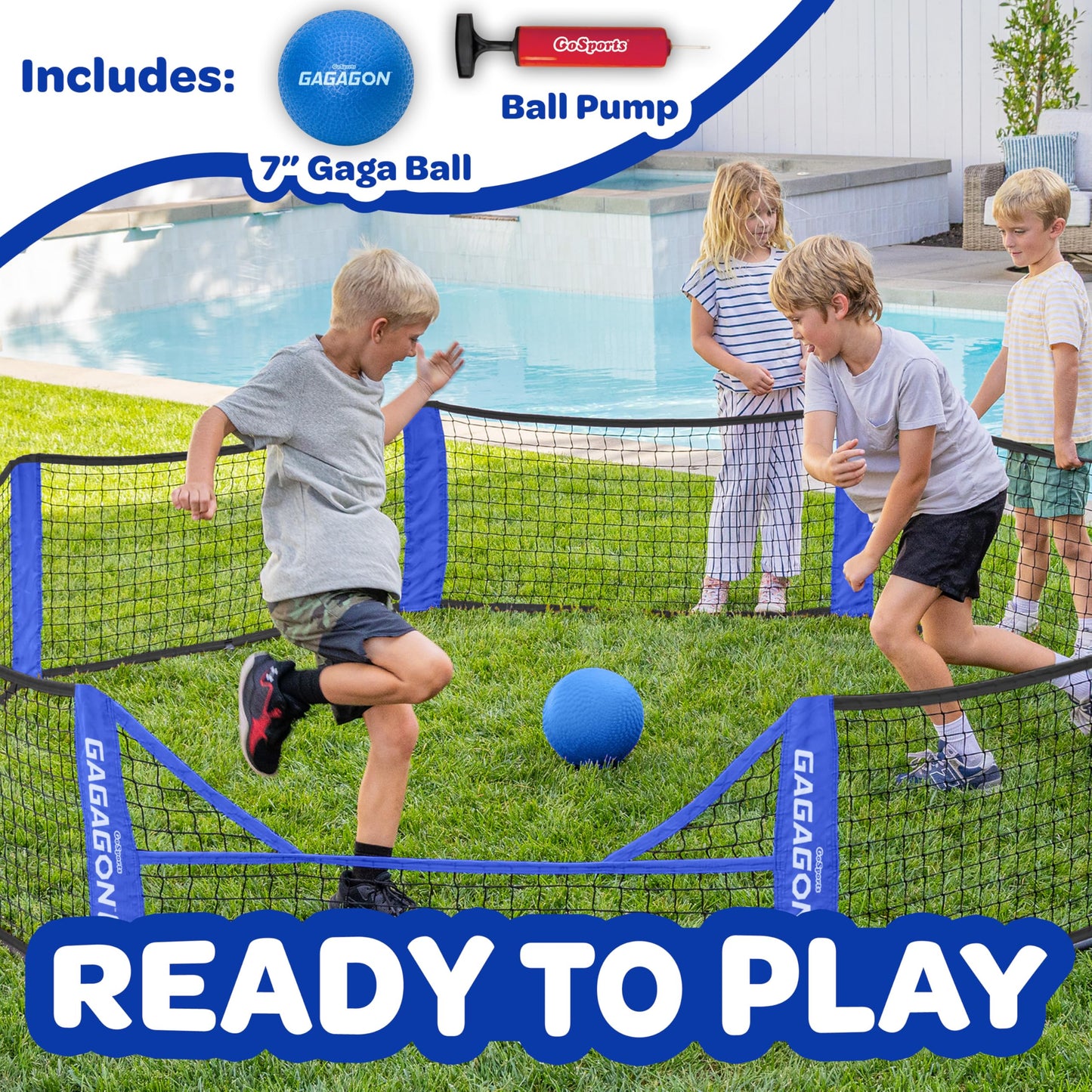 GoSports Home Gaga Ball Pit - 10 ft Portable Gagagon Go - Gaga Court for Kids, Giant Outdoor or Indoor Gaga Pit for Backyard