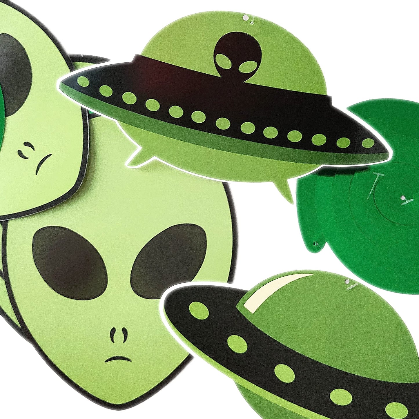 Swirls & Cutouts Green Alien Theme Hanging Swirl Decorations UFO Theme Ceiling Whirl Streamer Hanging Cutouts Alien Invasion for Birthday Party
