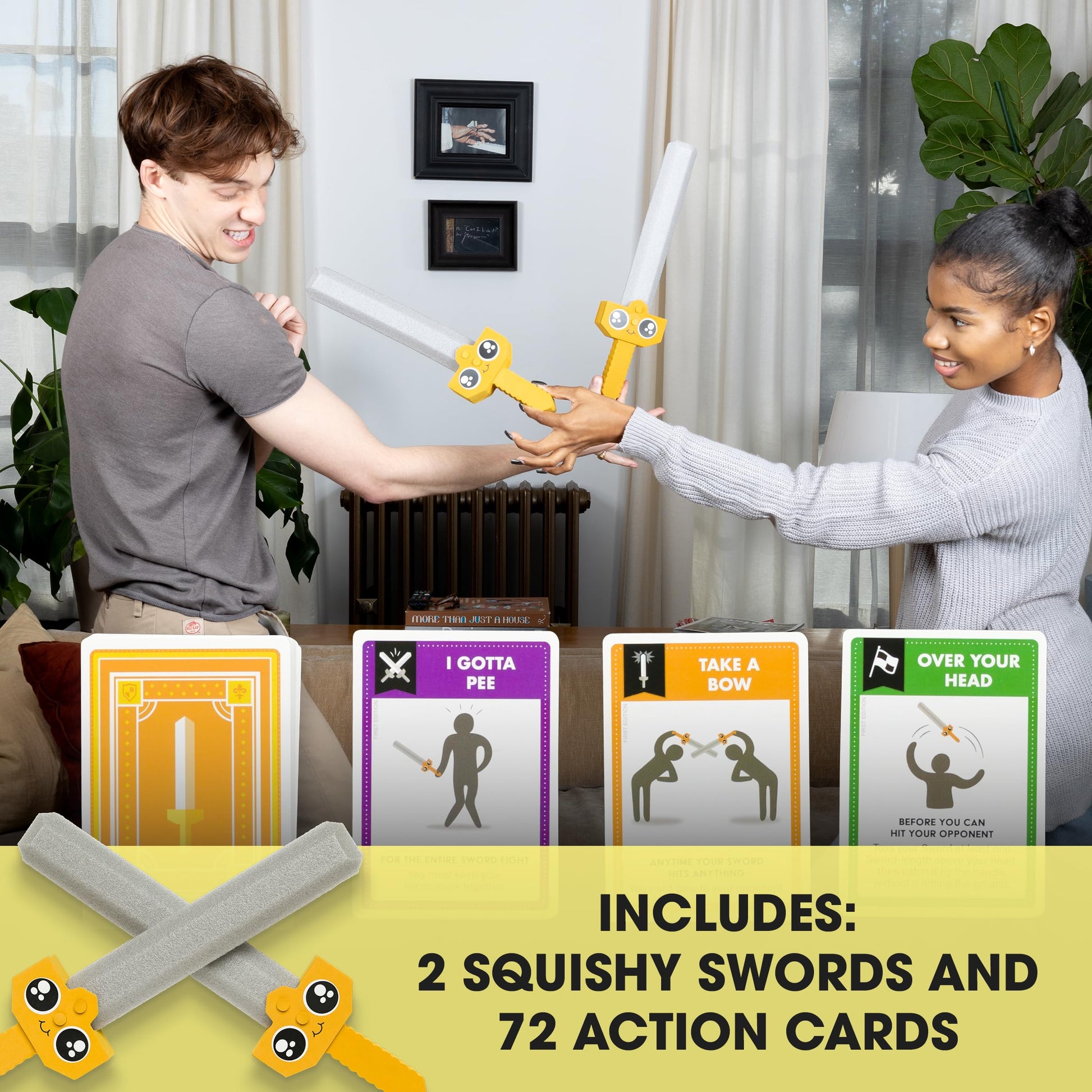 Exploding Kittens Let's Hit Each Other with Fake Swords 3-6 Players - Ages 7+ - 15 Minutes to Play - A Sword Fighting Card Game - Party Game, Family