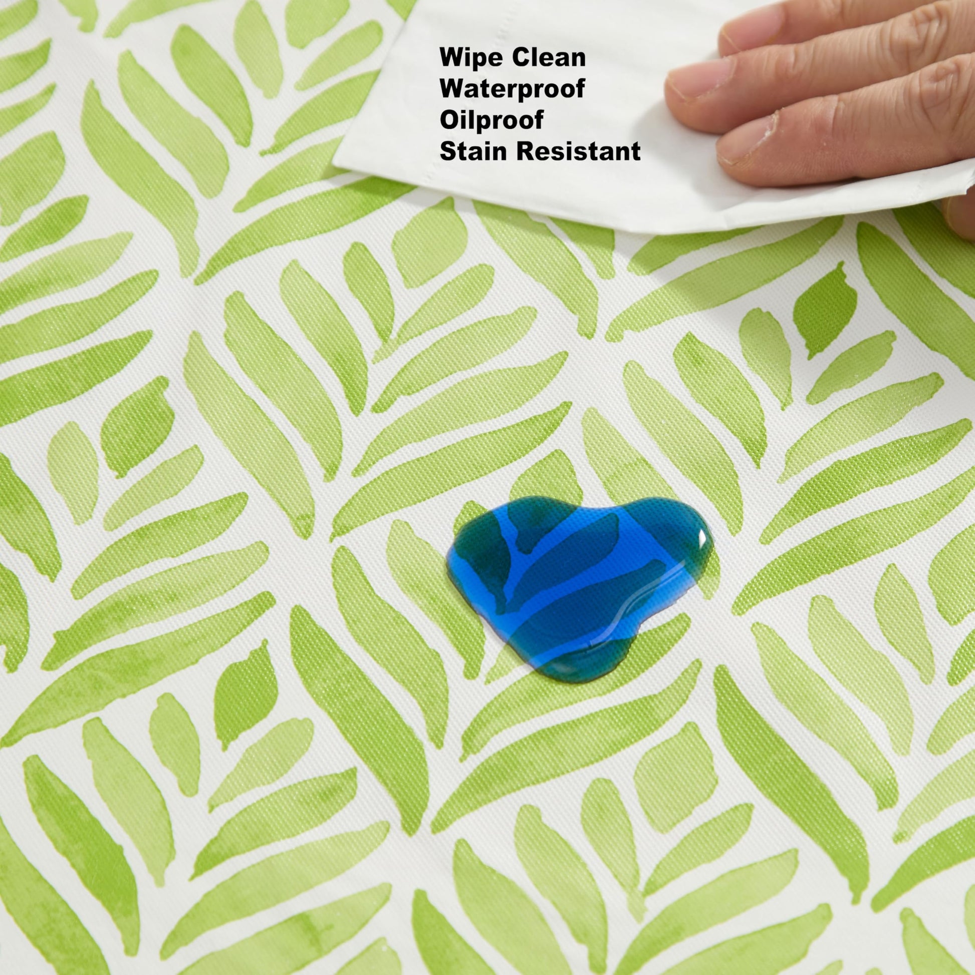 Newbridge Green Tropical Leaf Vinyl Tablecloth, 52 x 70 Inch Rectangle
