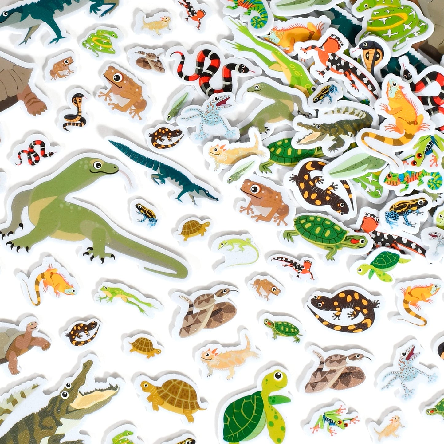 READY 2 LEARN Foam Stickers - Reptiles & Amphibians - Pack of 184 - Kids Self-Adhesive Stickers - 3D Snake Stickers for Laptops, Party Favors, Crafts