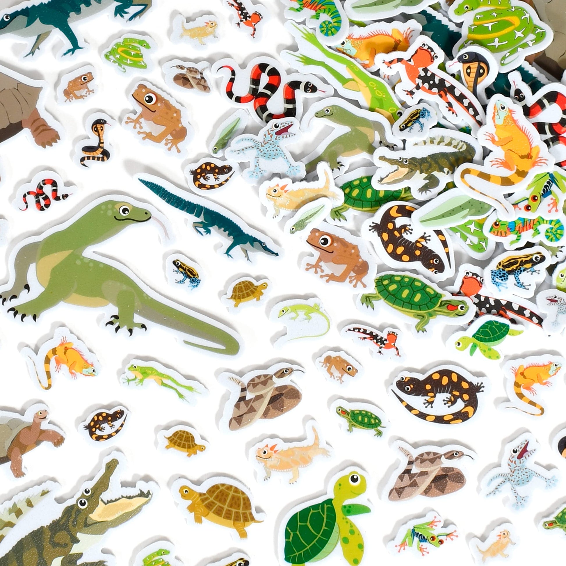 READY 2 LEARN Foam Stickers - Reptiles & Amphibians - Pack of 184 - Kids Self-Adhesive Stickers - 3D Snake Stickers for Laptops, Party Favors, Crafts