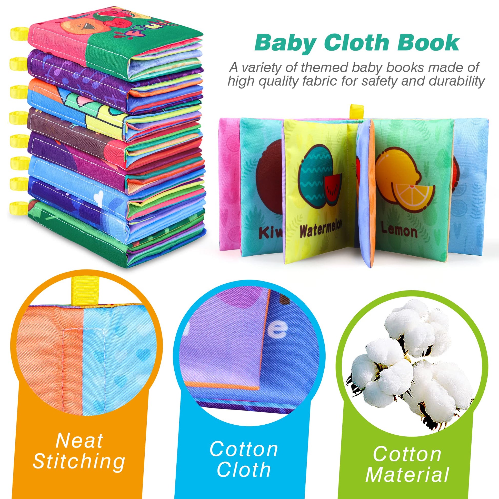 Baby Bath Books, Nontoxic Fabric Soft Baby Cloth Books, Early Education Toys, Waterproof Baby Books for Toddler, Infants Perfect Shower Toy, Kids Bath