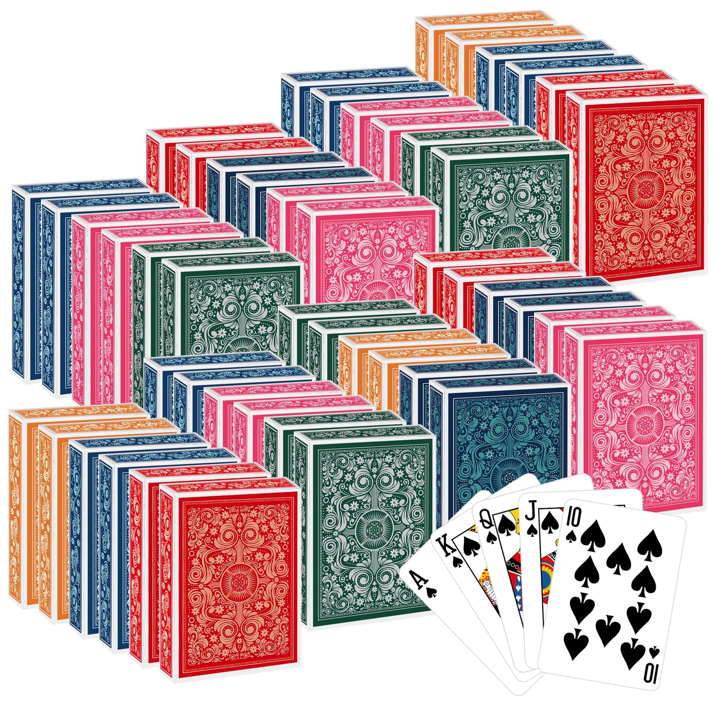 Playing Cards 48 Pack, 48 Deck of Playing Cards Bulk for Adults, Poker Cards Set with 6 Colors, Family Game Night, Standard Index Card for Blackjack
