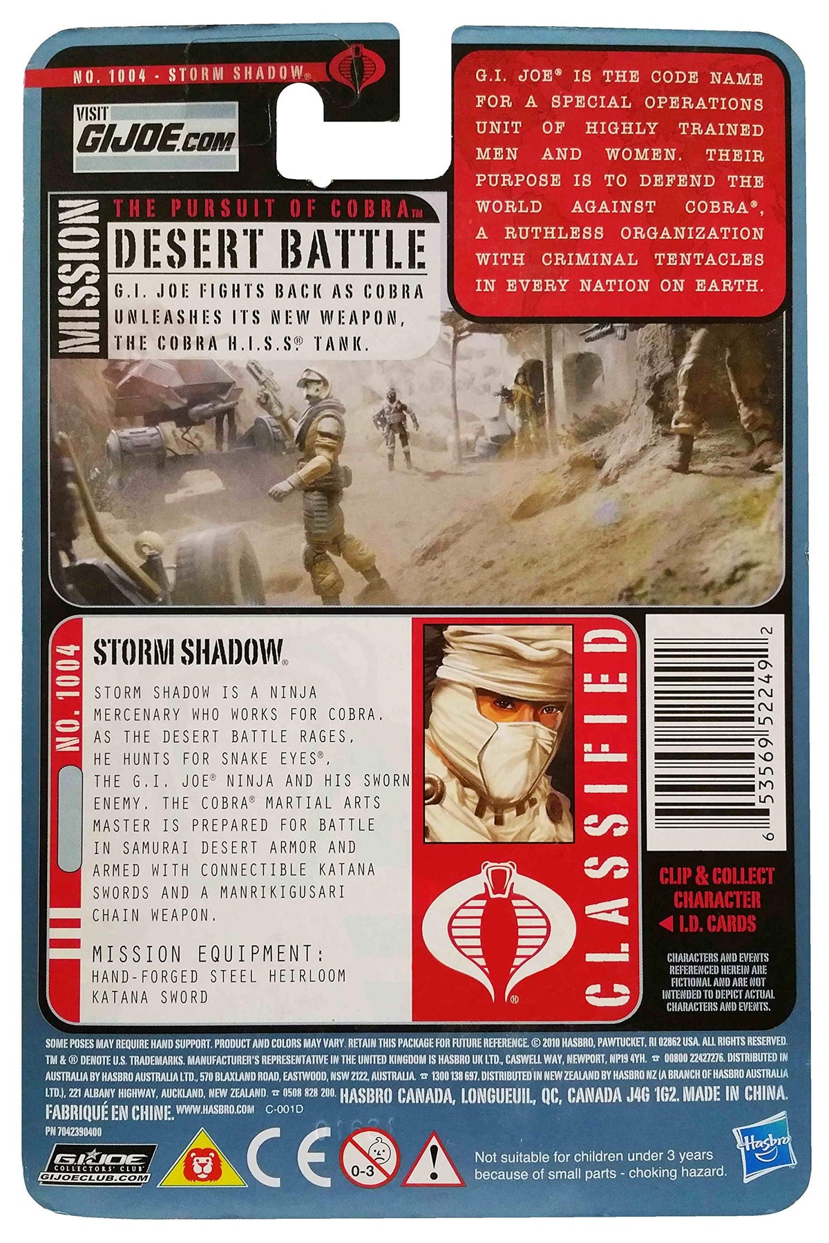 Hasbro G.I. Joe Pursuit of Cobra (POC) #1004: Desert Battle Storm Shadow (Cobra Ninja) 3.75 Inch Action Figure