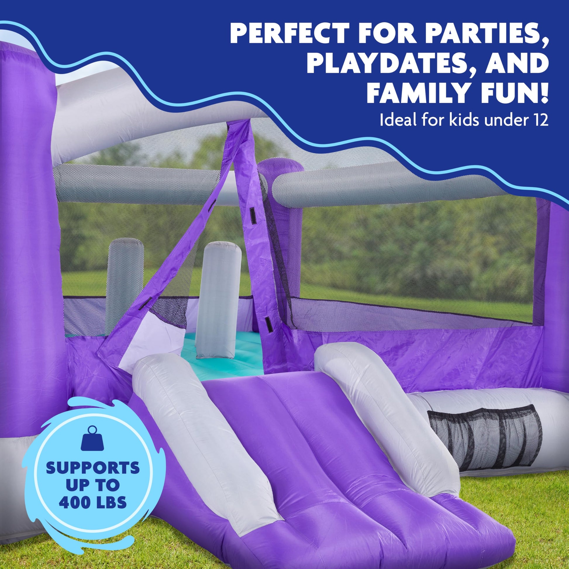 Sunny & Fun Inflatable Bounce House with Slide & Bouncy Posts