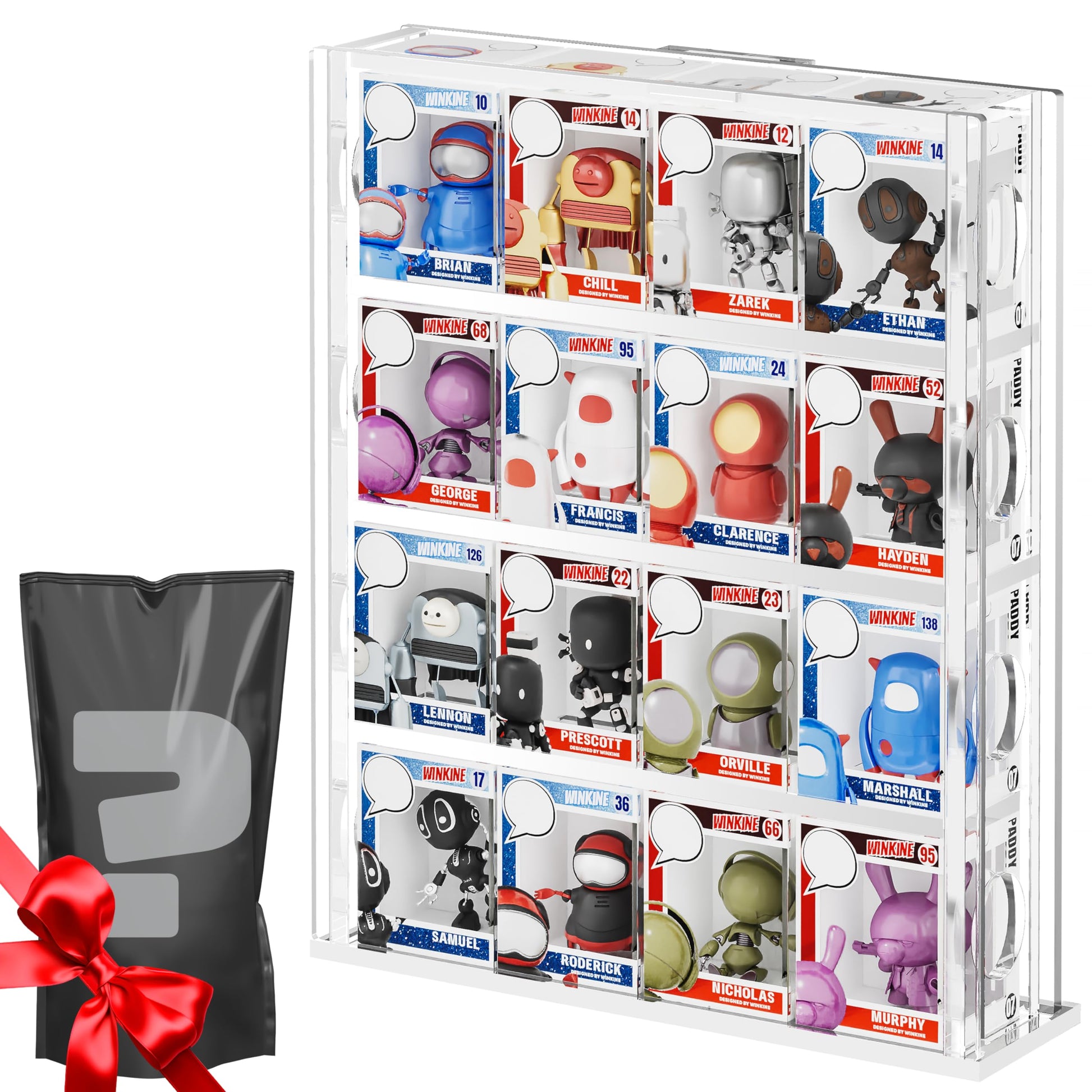 WINKINE Acrylic Display Case Bitty Protector Compatible with Funko Bitty Pop, 4-Tiered Clear Bittys Display Stand Shelf, Figure Stands Hard Case, Mini