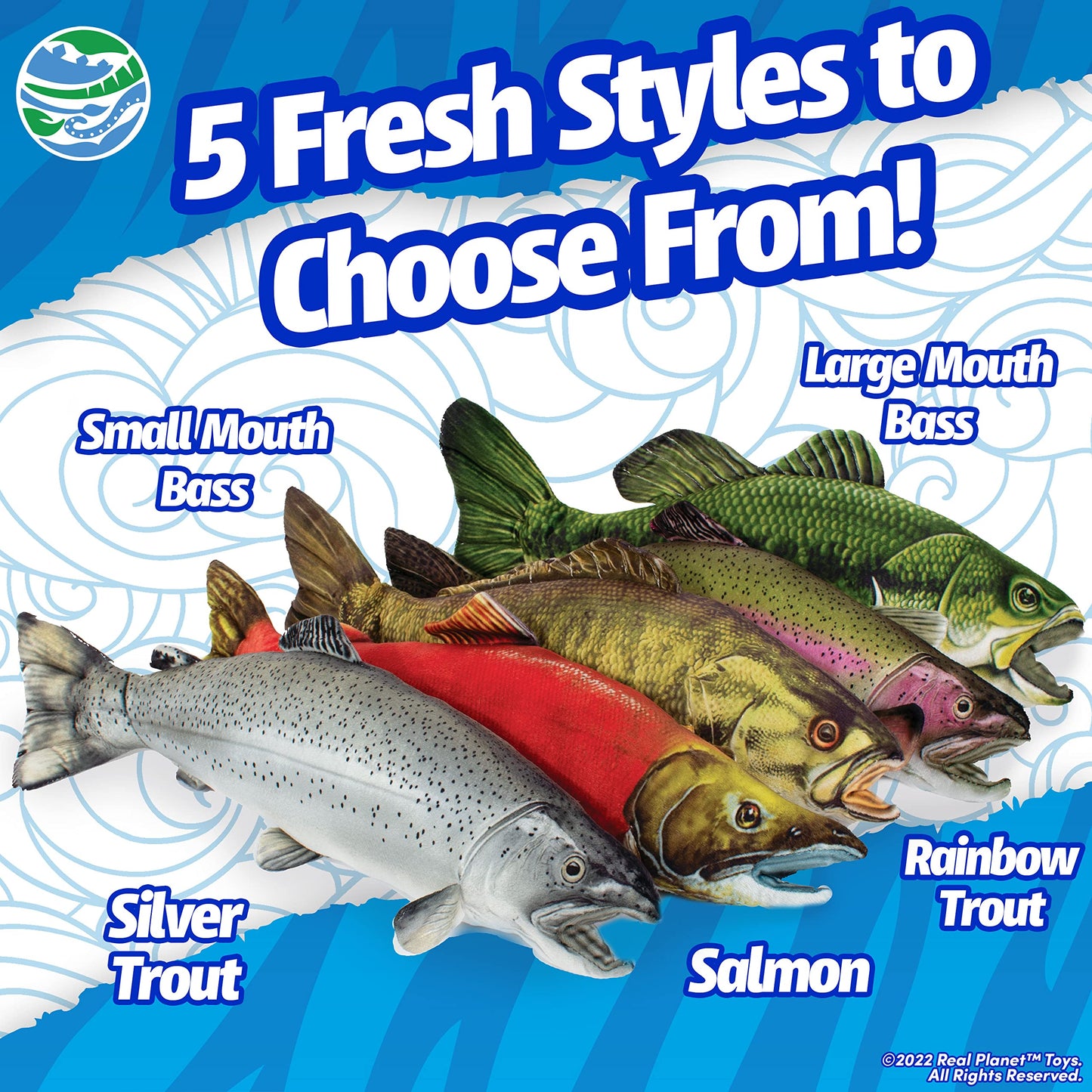 Real Planet Fishing Stuffed Animal - Sockeye Salmon Trout Bass Plush Stuffed Toy for Kids, Fishing Gifts for Men, Plush Freshwater Fish Toys (Salmon