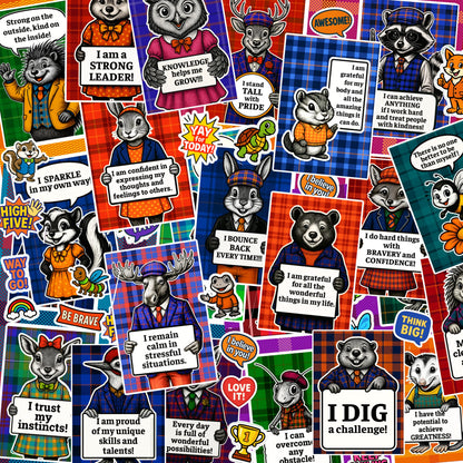 Pawsitive Vibes Woodland Animal Sticker Pack - 108 Cute Stickers with Positive Vibe Messages to Encourage Confidence, Kindness & Positivity! Durable